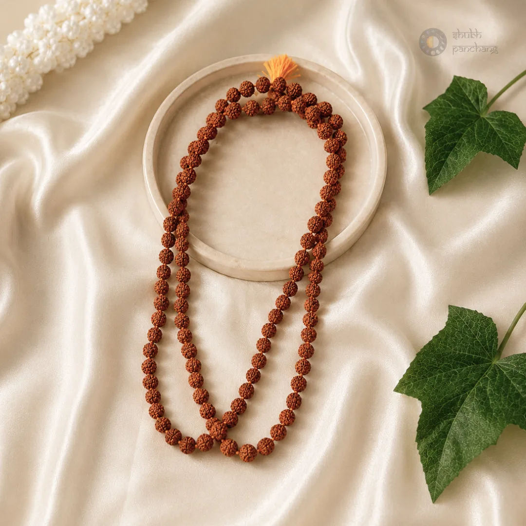 5 Mukhi (Panchmukhi) Rudraksha Jaap Mala (108 Beads, 9 mm)