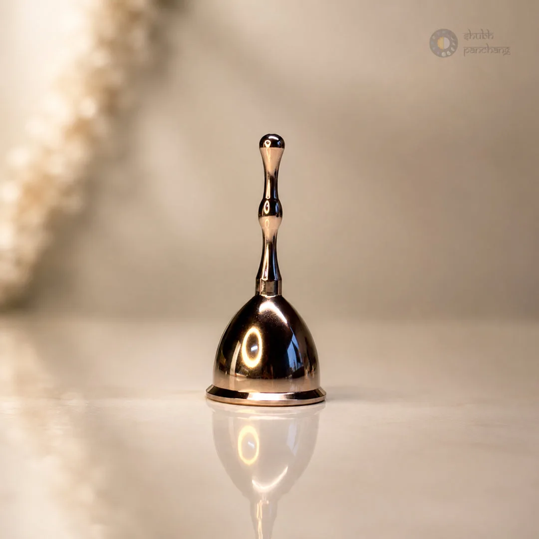 Brass Puja Bell (Ghanti) with Copper Finish (9 cm)